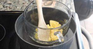 melt Whipped tallow face cream in a double boiler